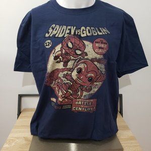 New Men's Spider-Man vs Green Goblin Funko POP! T-Shirt Navy Blue Large Marvel